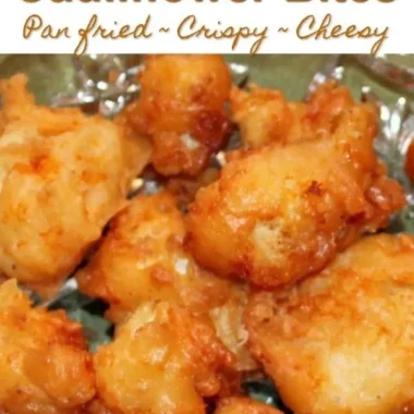 Crispy cheddar fried cauliflower bites served as a snack or appetizer