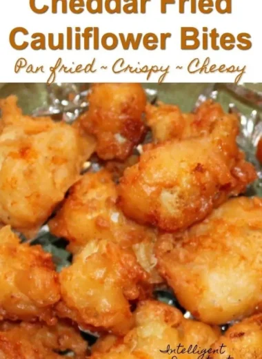 Crispy cheddar fried cauliflower bites served as a snack or appetizer