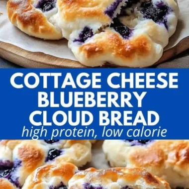 Cottage cheese blueberry cloud bread on a plate, a low-carb healthy snack.