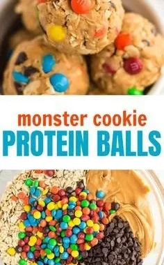 Easy protein balls resembling monster cookies, a healthy snack option.