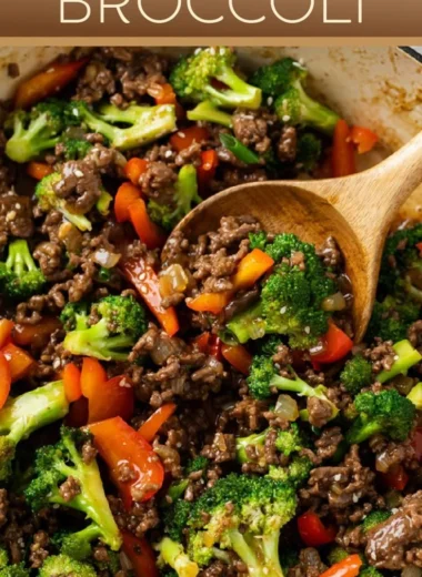 Delicious ground beef and broccoli dish served on a plate