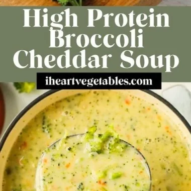 A bowl of healthy soup with vibrant vegetables and herbs.