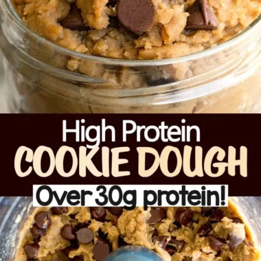 Bowl of homemade Protein Cookie Dough with chocolate chips