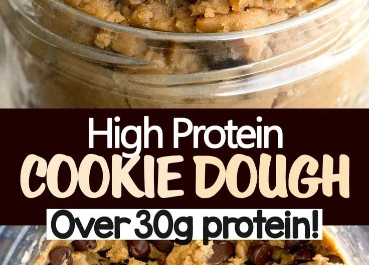 Bowl of homemade Protein Cookie Dough with chocolate chips