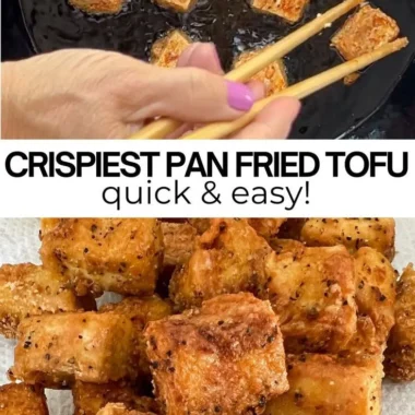 Ultimate crispy pan-fried tofu, golden brown and perfectly seasoned.