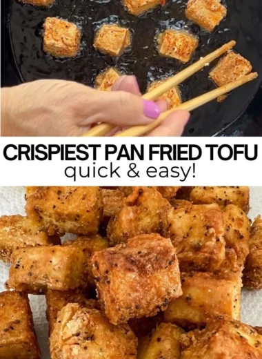 Ultimate crispy pan-fried tofu, golden brown and perfectly seasoned.
