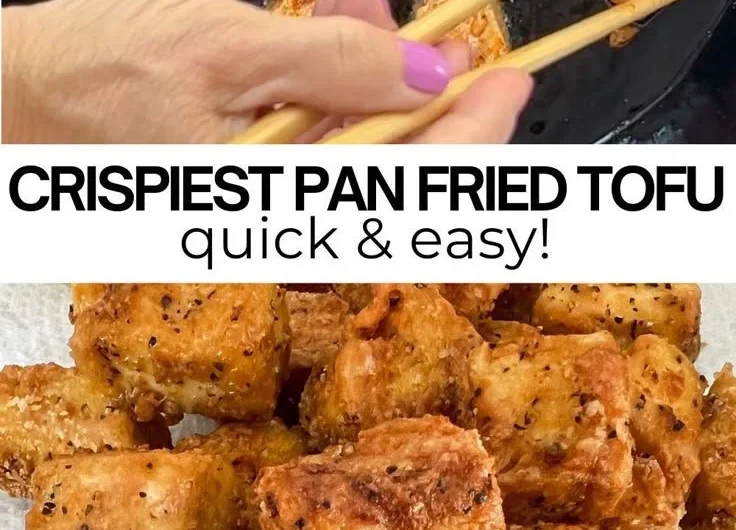Ultimate crispy pan-fried tofu, golden brown and perfectly seasoned.