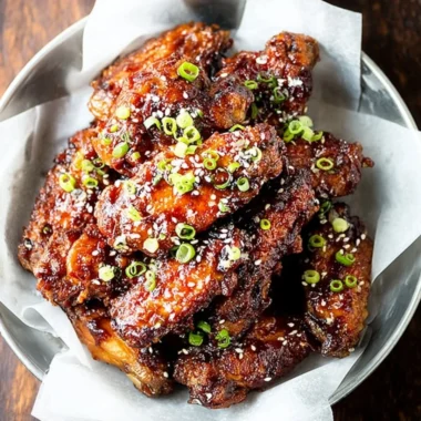 Delicious Air Fryer Korean chicken wings served with dipping sauce