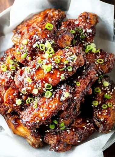 Delicious Air Fryer Korean chicken wings served with dipping sauce