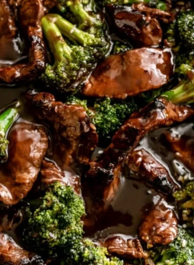 Delicious plate of beef and broccoli stir-fry with vibrant colors