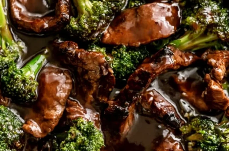 Delicious plate of beef and broccoli stir-fry with vibrant colors