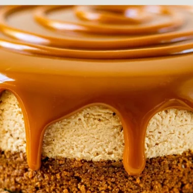 Delicious Biscoff Cheesecake topped with crushed Biscoff cookies
