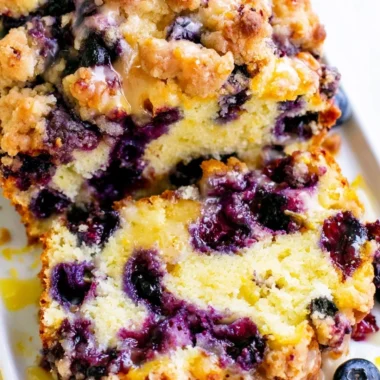 Homemade Blueberry Lemon Loaf with fresh blueberries and lemon zest