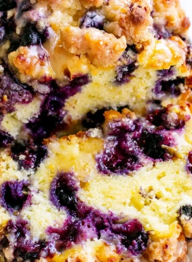 Homemade Blueberry Lemon Loaf with fresh blueberries and lemon zest