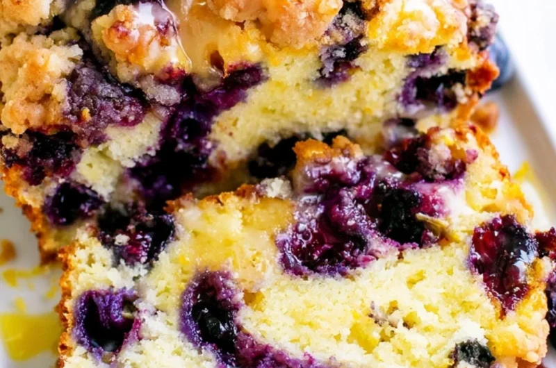 Homemade Blueberry Lemon Loaf with fresh blueberries and lemon zest