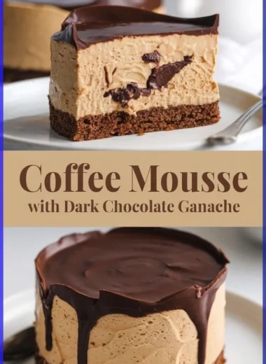 Delicious coffee mousse topped with rich dark chocolate ganache