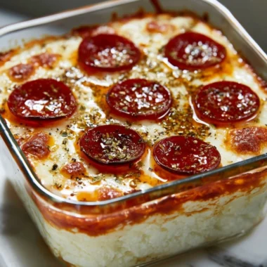 Cottage Cheese Pizza Bowl topped with fresh vegetables and herbs