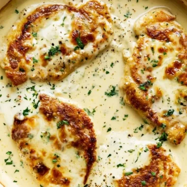 Creamy ranch chicken dish served with vegetables and herbs