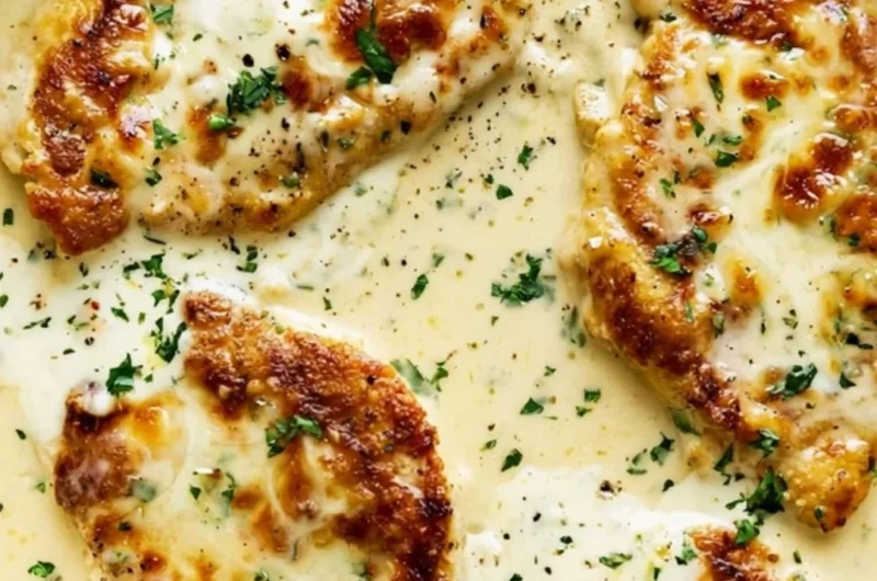 Creamy ranch chicken dish served with vegetables and herbs