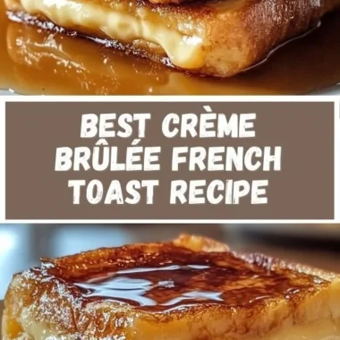 Delicious Crème Brûlée French Toast topped with caramelized sugar and fresh berries.