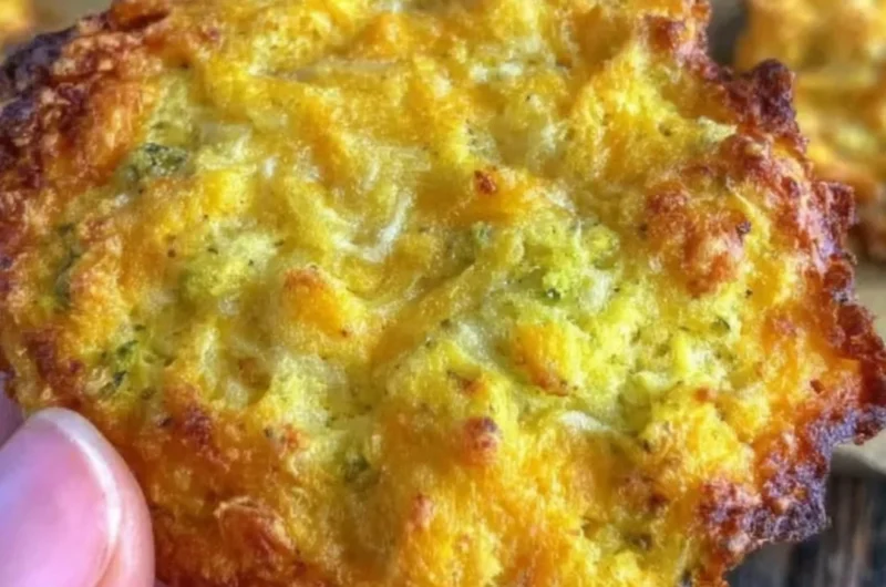 Plate of crispy broccoli cheddar rounds, a low carb snack option.