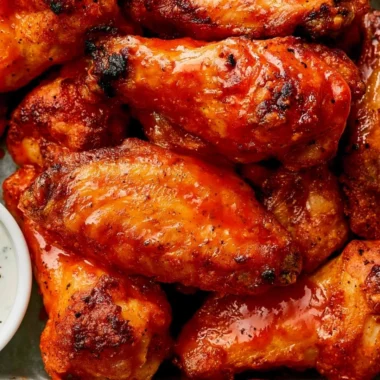 Crispy oven baked chicken wings served on a platter