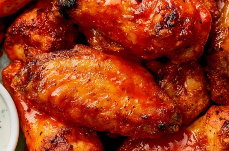 Crispy oven baked chicken wings served on a platter