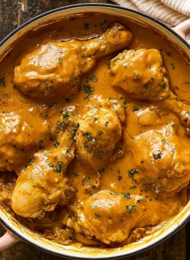 Southern smothered chicken served with rich gravy and sides