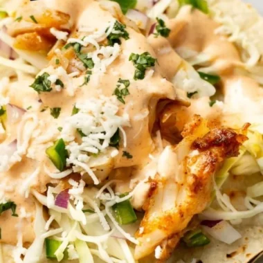 Delicious easy fish tacos topped with fresh ingredients
