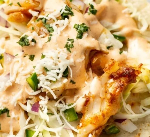 Delicious easy fish tacos topped with fresh ingredients