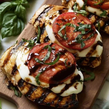 Easy grilled chicken Caprese with fresh mozzarella and basil