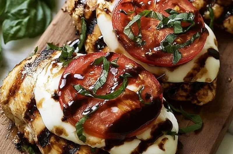 Easy grilled chicken Caprese with fresh mozzarella and basil