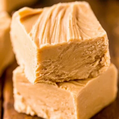 Delicious homemade easy peanut butter fudge square on a plate
