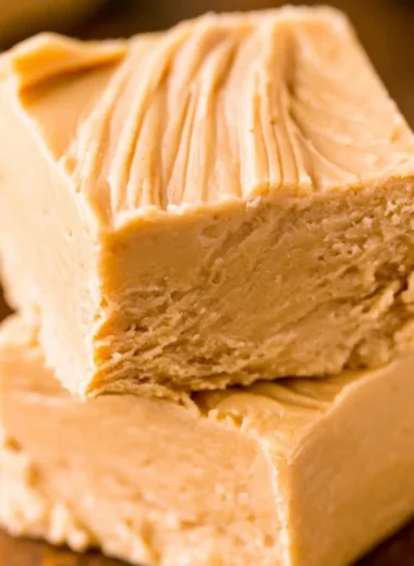Delicious homemade easy peanut butter fudge square on a plate