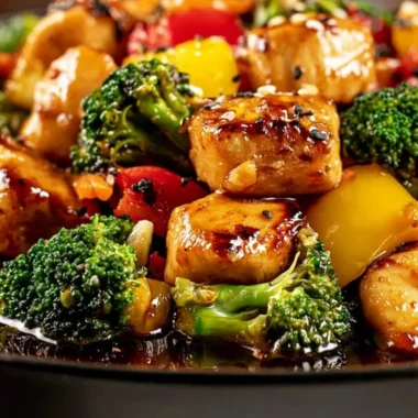 Flavor-packed Blackstone griddle chicken stir fry with colorful vegetables