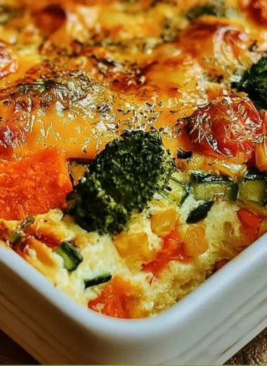 High-protein cottage cheese veggie bake with colorful vegetables