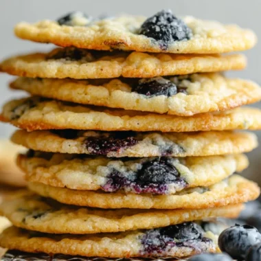 Delicious vegan lemon blueberry cookies on a wooden table