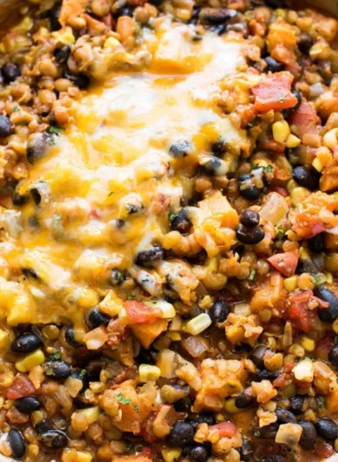 Delicious one pot Mexican lentils served with fresh toppings.
