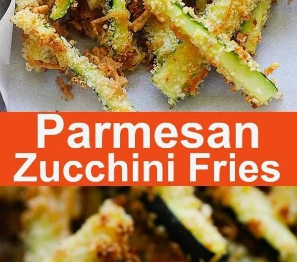 Crispy Parmesan Zucchini Fries served in a basket with dipping sauce