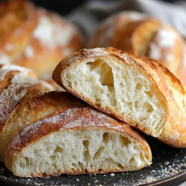 Loaf of rustic Italian crusty bread fresh out of the oven