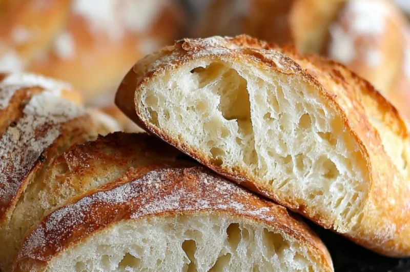 Loaf of rustic Italian crusty bread fresh out of the oven