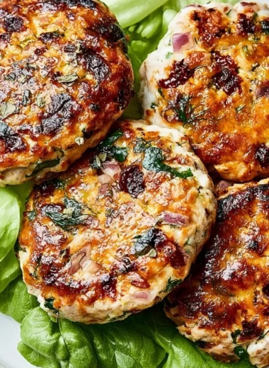 Savory Greek chicken burgers served with fresh toppings and a side of fries.
