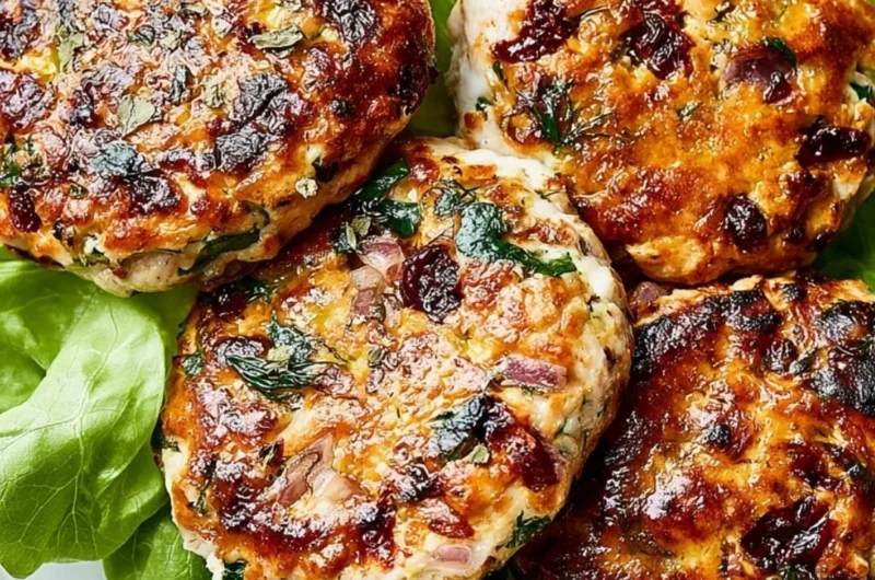 Savory Greek chicken burgers served with fresh toppings and a side of fries.