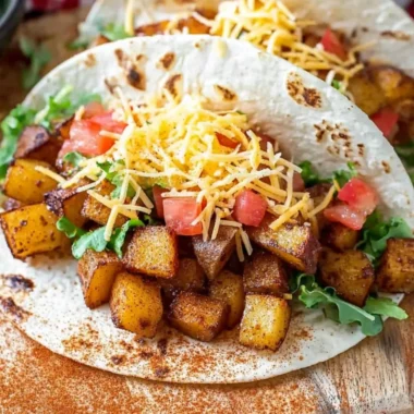 Spicy potato soft tacos served with fresh toppings