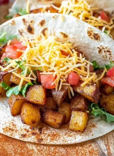 Spicy potato soft tacos served with fresh toppings