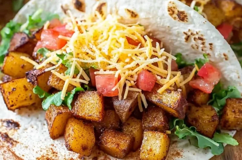 Spicy potato soft tacos served with fresh toppings
