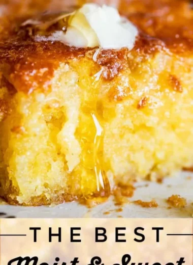 Freshly baked honey cornbread, sweet and moist, served warm with butter.