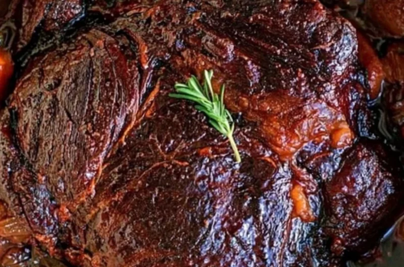 Delicious beef chuck roast prepared with herbs and spices
