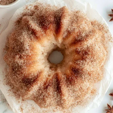 Cozy apple cider donut cake topped with cinnamon glaze and fresh apples