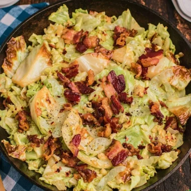 Cozy Southern Fried Cabbage served with crispy bacon